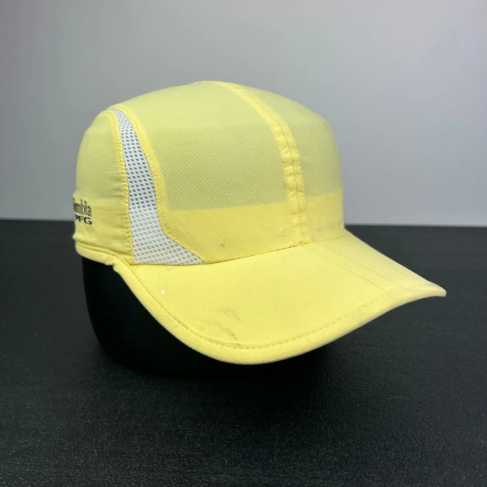 Columbia PFG Hat Cap Strap Back Adjustable Yellow Omni Shade Womens Fishing Mesh